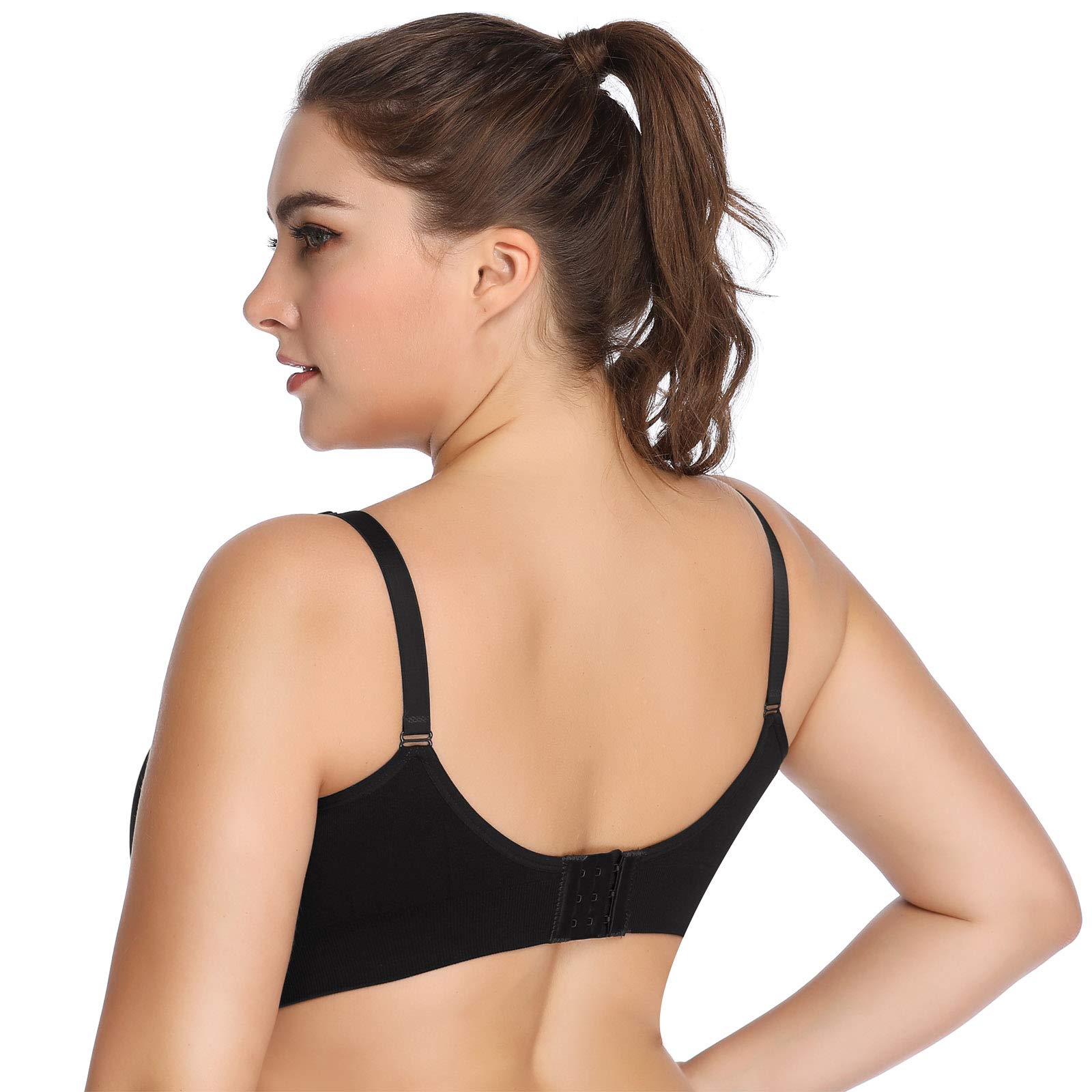 Lataly Womens Sleeping Nursing Bra Wirefree Breastfeeding Maternity Bralette Pack of 5 Color Black Beige Size M