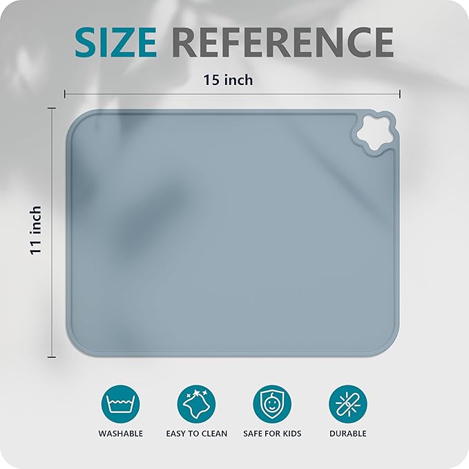 Cutebe Silicone Placemat for Toddles Kids Non-Slip Reusable Portable Kids Placemats for Dinning Table Heat Resistant Placemats, Baby Placemat Stain Resistant Silicone Mat for Dining Table 3 Pack