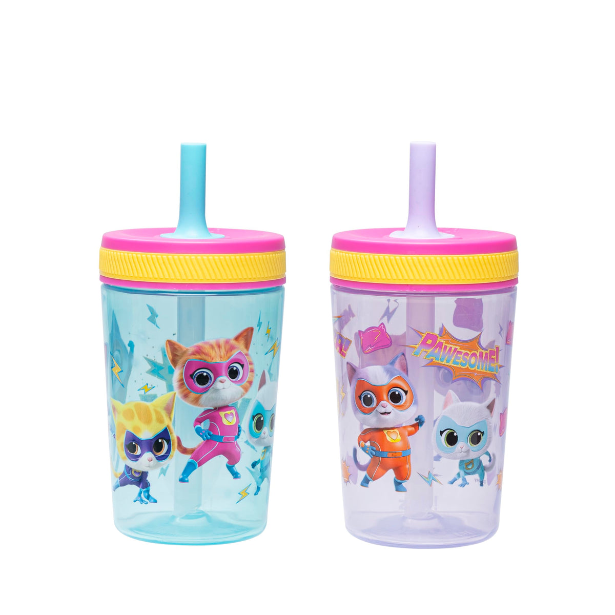 Zak Designs Gabby's Dollhouse Kelso Toddler Cups For Travel or At Home, 15oz 2-Pack Durable Plastic Sippy Cups With Leak-Proof Design is Perfect For Kids Cakey Cat, Mercat