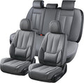 Coverado Car Seat Covers Full Set, Seat Covers for Cars, Gray Car Seat Protector Waterproof, Nappa Leather Car Seat Cushion, Car Seat Covers Front Seats and Back Fit for Most Cars