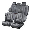 Coverado Car Seat Covers Full Set, Seat Covers for Cars, Car Seat Covers Front Seats and Back Car Seat Protector Waterproof, Gray Leather Car Seat Cushion Universal Fit for Most Cars