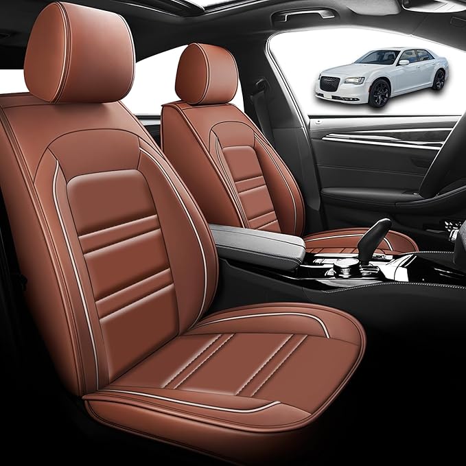 Seat Cover for Chrysler Car 300 2005-2023 | Car Seat Covers Front Seats, Waterproof Seat Protectors, Automotive Front Seat Covers (Front Seat, Coffee)