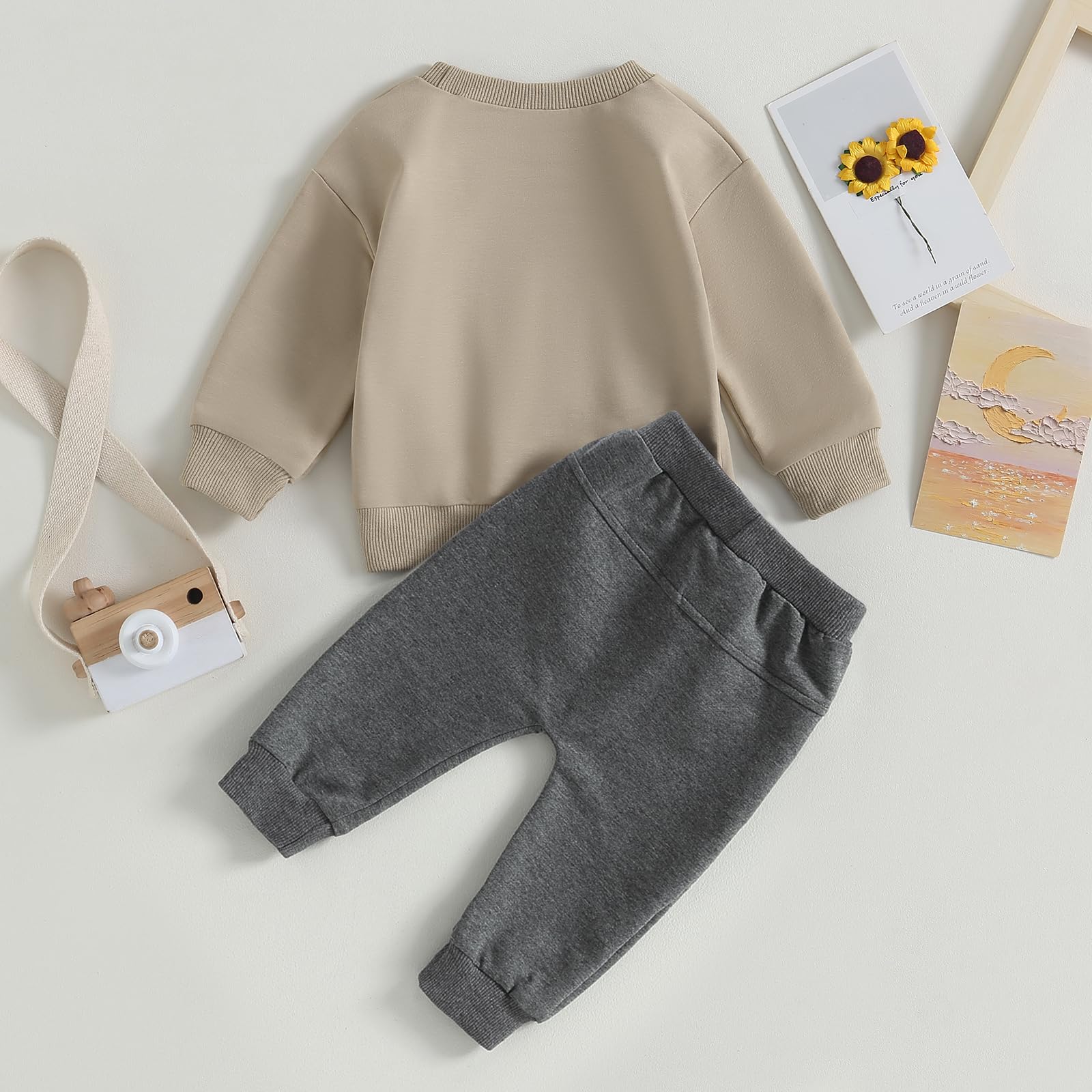 MA&BABY Toddler Baby Boy Clothes Solid Color Sweatshirt Jogger Pants Set