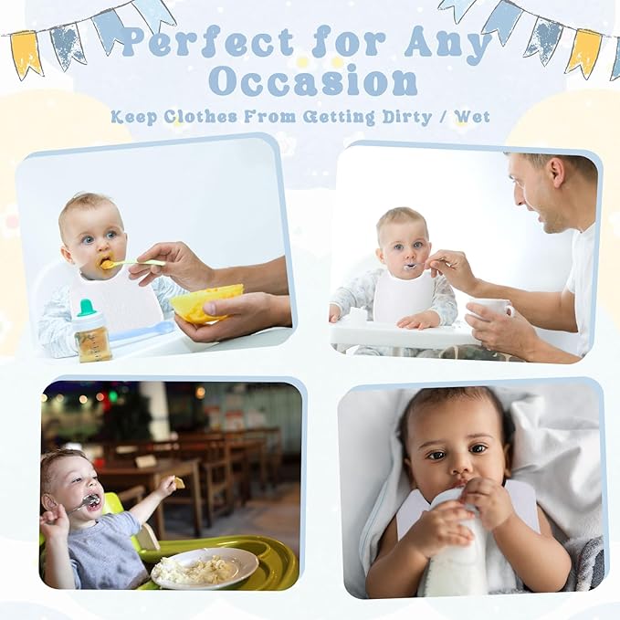 Toulite 100 Pcs White Bibs for Baby Washable Reusable Waterproof Cotton Feeder Bibs with Double Sided Design for Baby Shower Activity and Gifts