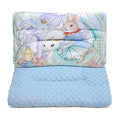 Reidio 1Pcs Toddler Pillow Double Sided Breathable Soft Cotton & Minky Dot Fabric Kids Pillow Cute Small Pillow Machine Washable (Blue Rabbit)