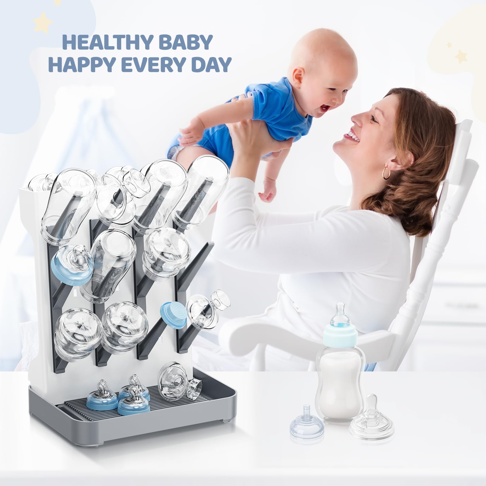 Dayacoco Baby Bottle Drying Rack, Space Saving Vertical Bottle Dryer Holder