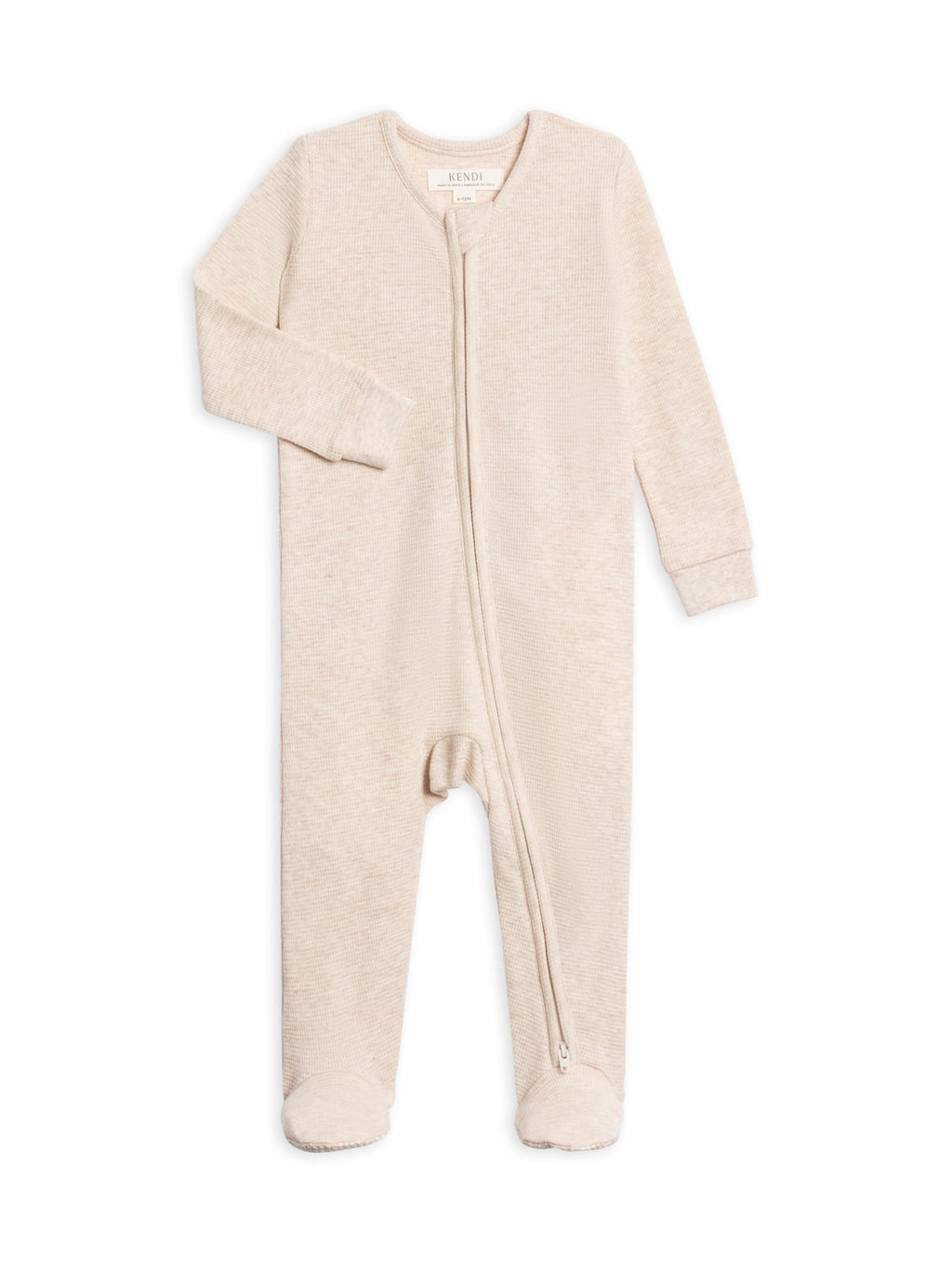 Colored Organics KENDI Zip Sleeper - Heather Oat Waffle 18-24M