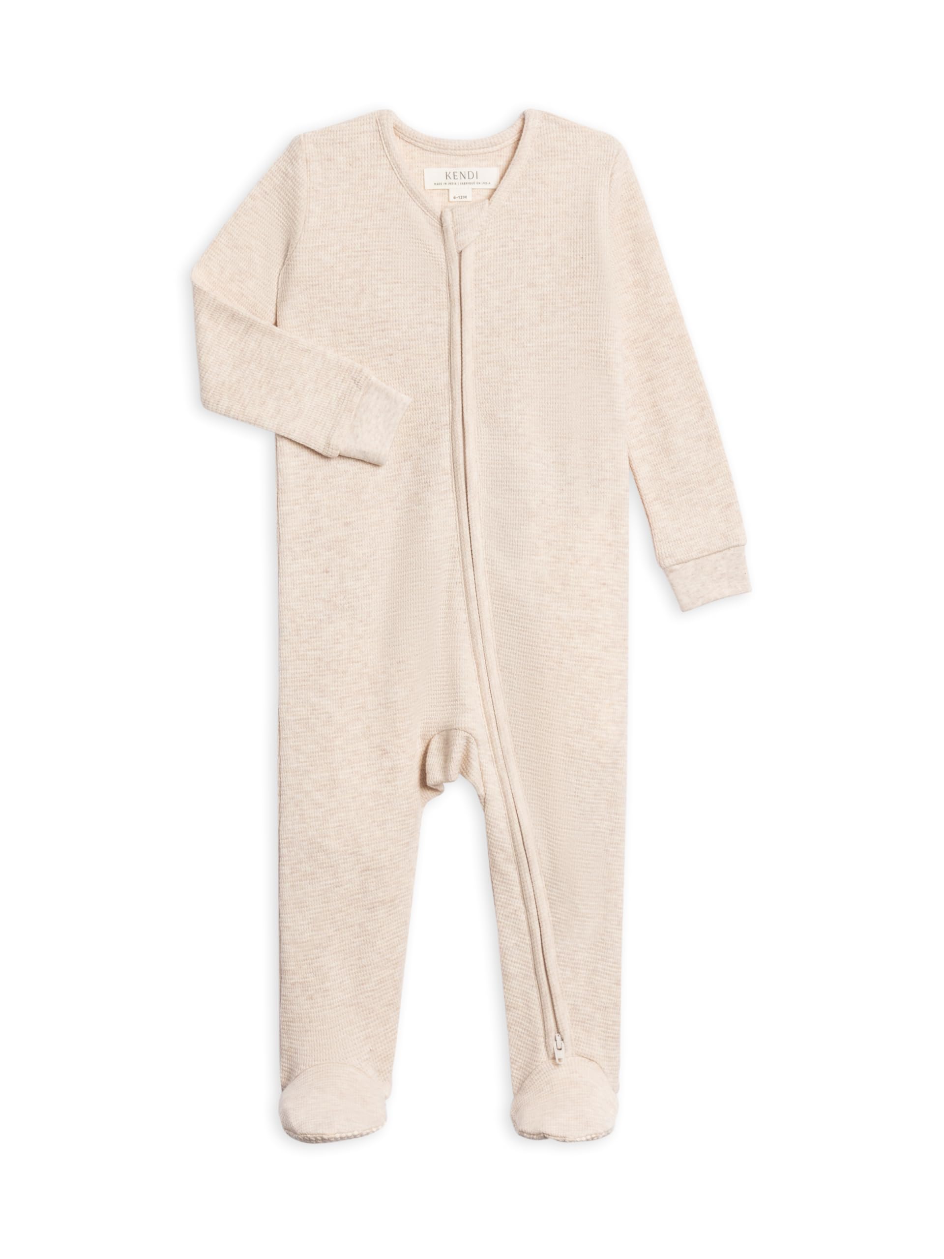 Colored Organics KENDI Zip Sleeper - Heather Oat Waffle 18-24M