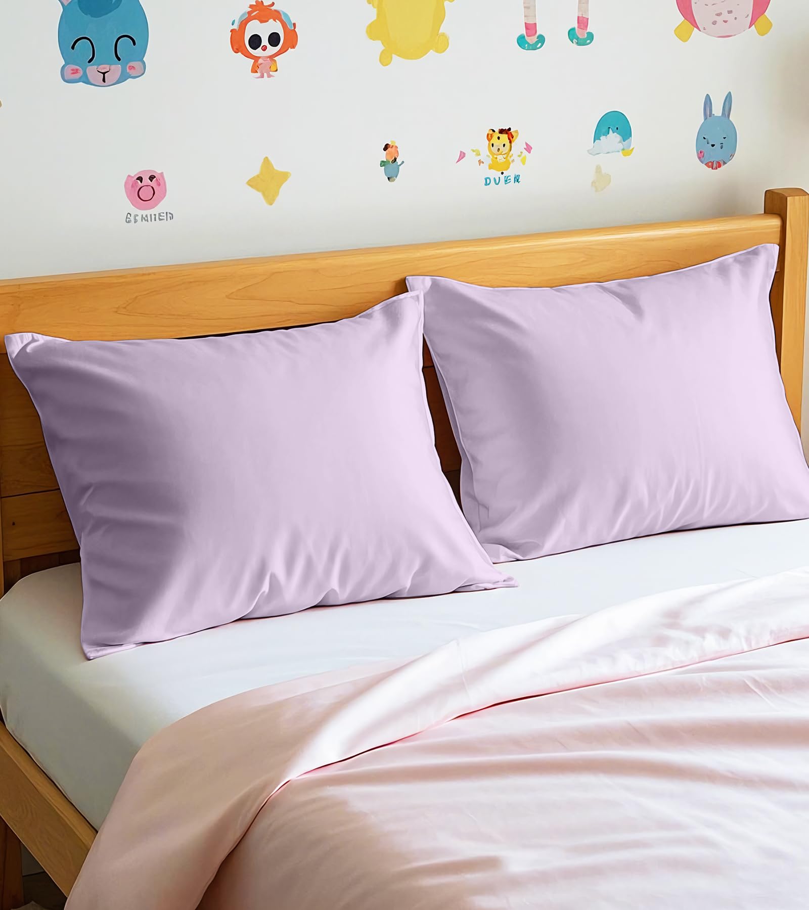 Deep Dream 100% Cotton Toddler Pillowcases Set of 2, 13x18 Inches Fits Baby Pillow Sized 12x16, 13x18, 600 Thread Count Cotton Small Travel Kids Pillow Case Covers with Envelope Closure, Lavender
