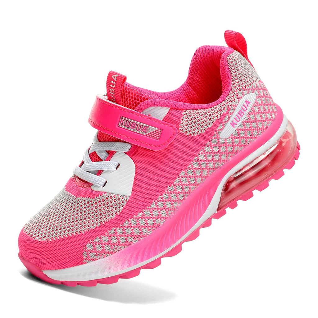 KUBUA Kids Sneakers Lightweight Boys Girls Tennis Shoes Pink Grey