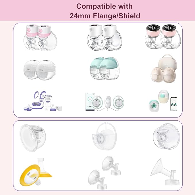 Flange Insert 15/17mm 8PCS Compatible with 24mm Flange/Shield of Most Pumps,Suitable for Momcozy/Medela/Spectra/TSRETE/Paruu Wearable Breast Pump,Reduce 24mm Tunnel Down to Correct Size,4pc/Size