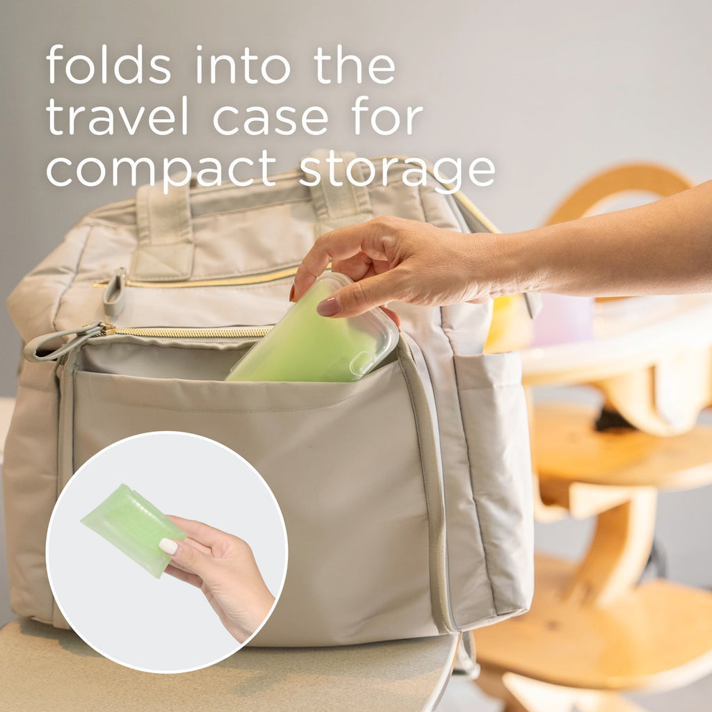 Olababy Fold N Go Silicone Baby Bib w/Travel Case, Waterproof (Lemon)