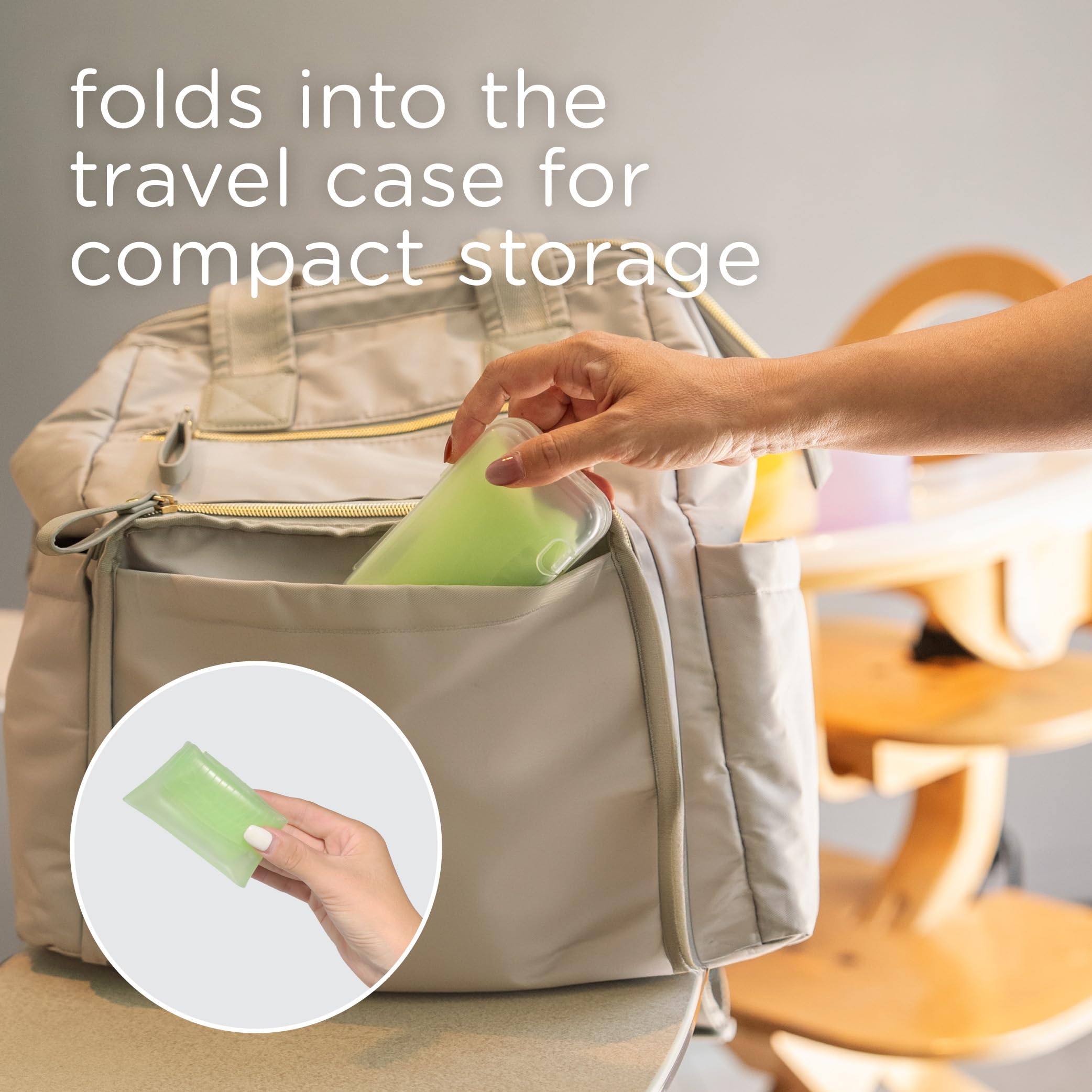 Olababy Fold N Go Silicone Baby Bib w/Travel Case, Waterproof (Lemon)