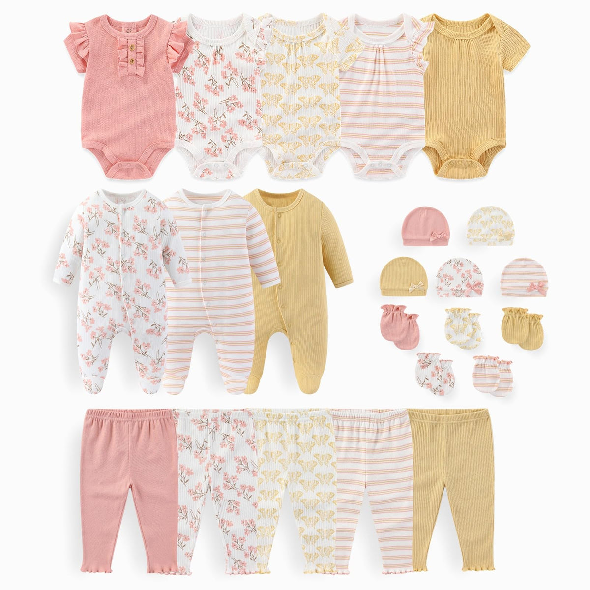 JELYLOVE 23 Pack Baby Boy Girl Bodysuits And Pants Sets New Born Outfits