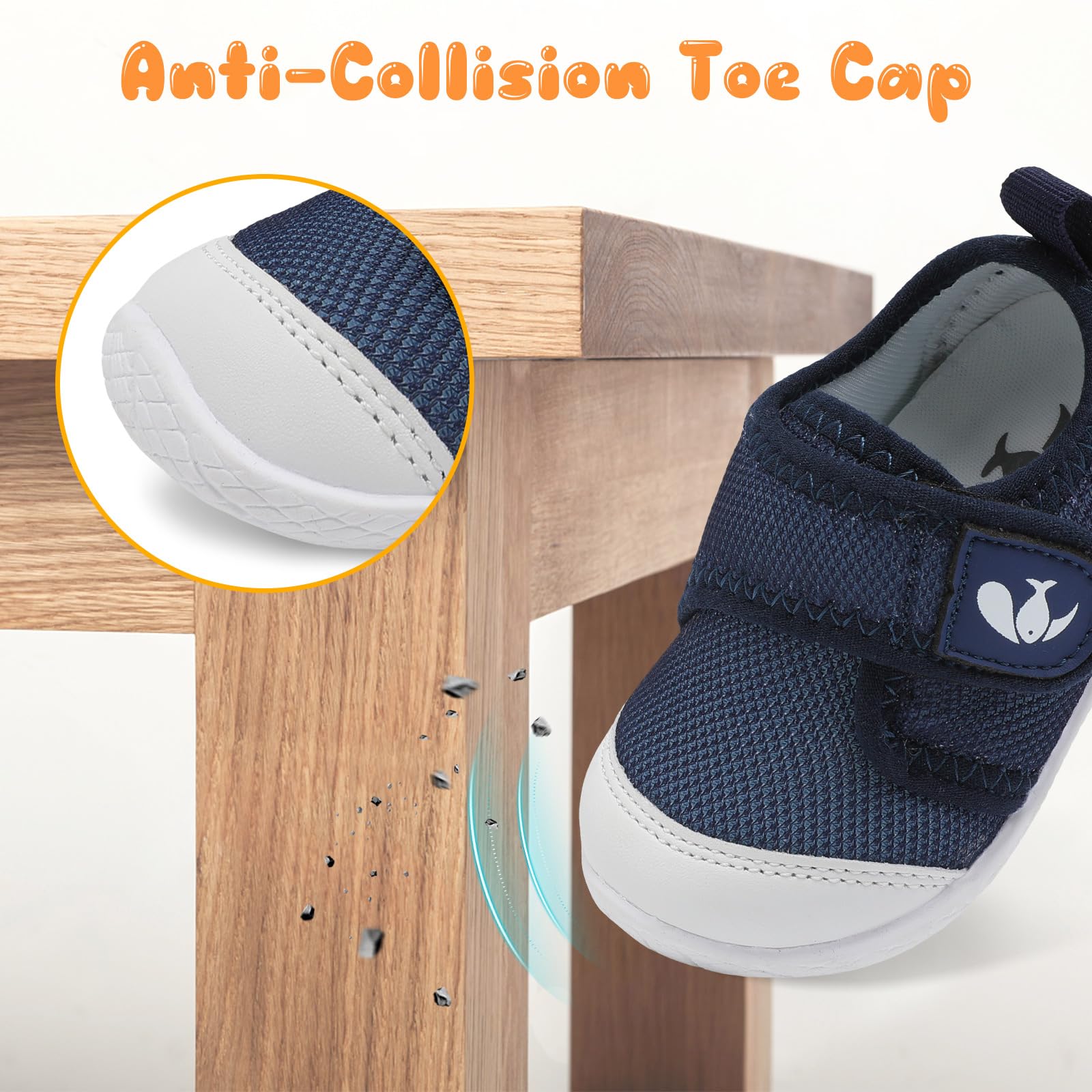 FEETCITY Infant First Walking Shoes Unisex Baby Shoes Boys Girls Sneakers Slip On Toddler Casual Sneaker Crib Shoes Navy