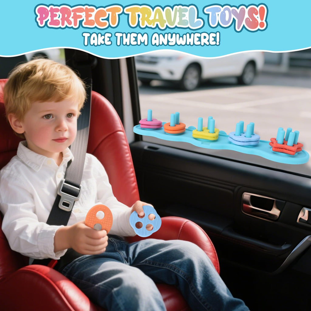 Baby Bath Toys, Mold Free Silcone Shape Sorting & Stacking Bath Toy Set with 20 Textured Floating Pieces, No Hole Design, Silicone Color & Shape Sorter for Toddler Early Learning Bathtub Fun