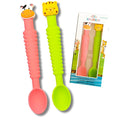Little Grubbers 3-in-1 Silicone Baby Spoon Self Feeding 6+ Months - Pediatric OT Designed Teether Spoon, BPA Free Toddler Utensils, Mess-Free, Fun for Baby Led Weaning Supplies, Cow & Tiger