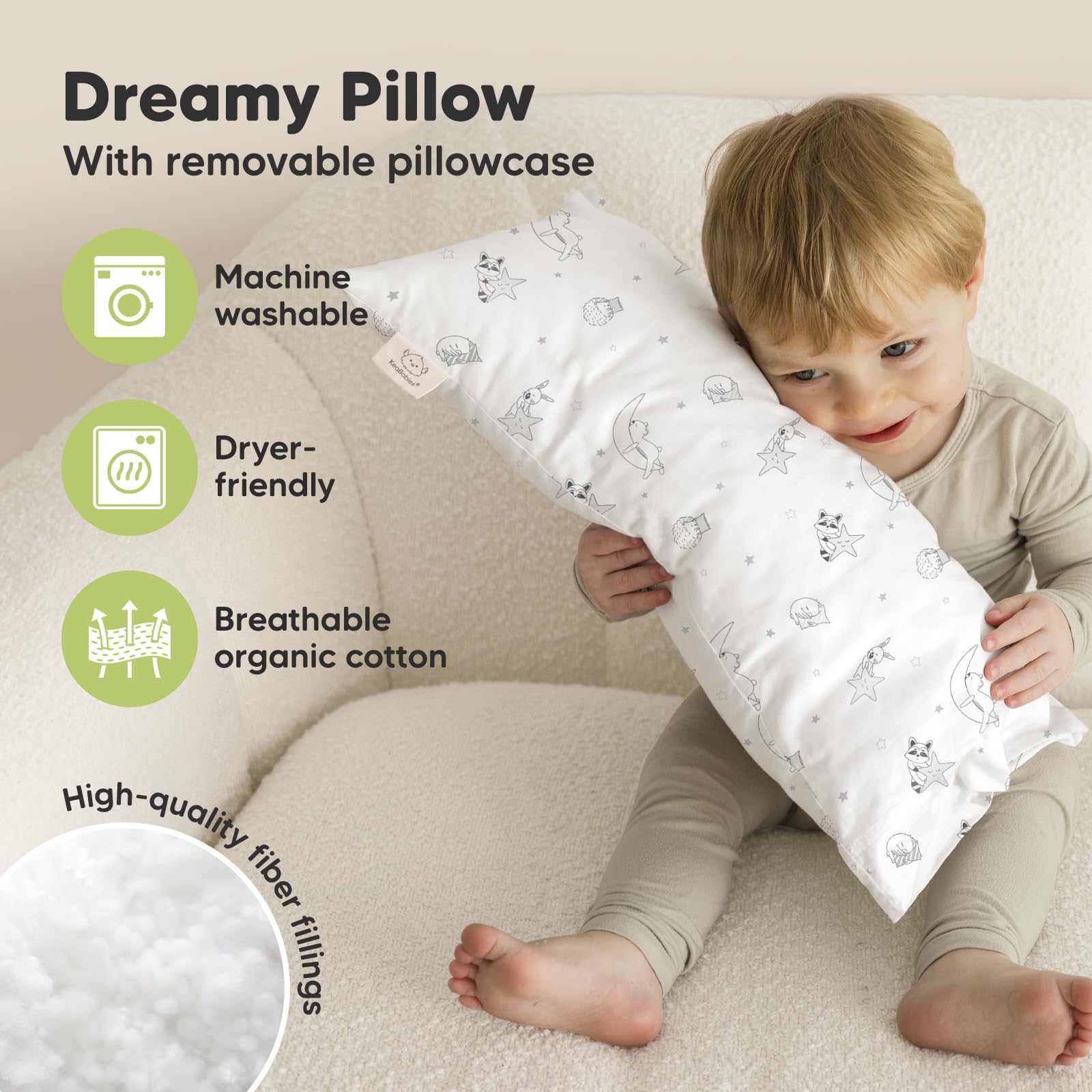 Toddler Pillow with Pillowcase, 10x18 My Little Dreamy Pillow (Slumber)