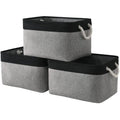 Organization and Storage Bins for Shelves - 16x12x8 inch Large 3 Pack Fabric Storage Cubes Collapsible Baskets for Shelves with Rope, Storage Basket for Organizing Cloth Laundry (Black & Grey)