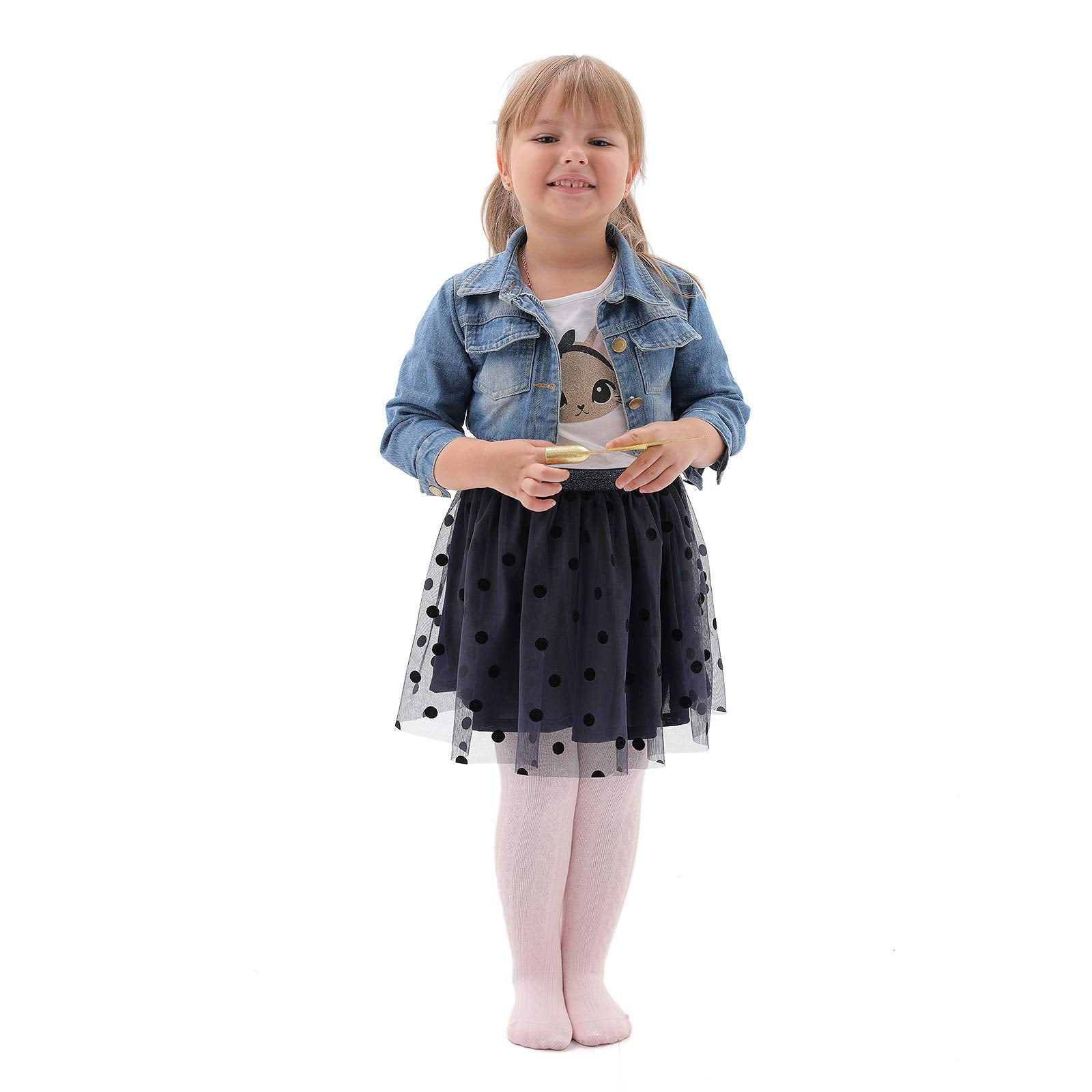EPEIUS Baby Tights Toddler & Little Girls Cable Knit Tights Solid Cotton Stockings Seamless Footed Leggings Pantyhose Baby Clothes Dress Tights 6-8 Years,3 Pack,Brown/Purple/Pink