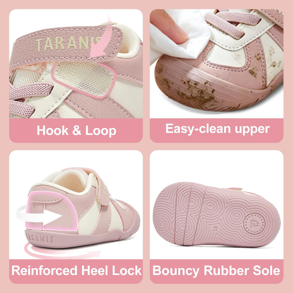 TARANIS Infant/Toddler Shoes Baby Sneaker Boy Girl First Walking Shoes Lightweight Non-Slip Newborn Crib Shoes A Pink19