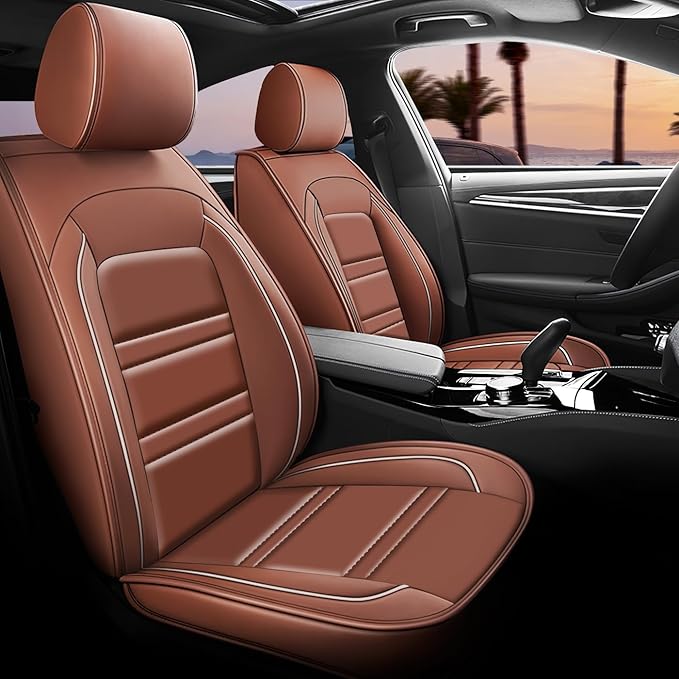 Seat Covers for Toyota Corolla Cross 2022-2025 | 5-Seats Leather Seat Covers, Easy to Install Automotive Seat Covers Full Set (Full Set, Coffee)
