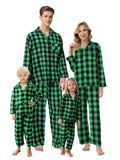 Schbbbta Family Plaid Pajamas Set, Girls Boys 2-Piece Pajamas Set Long Sleeve Sleepwear Button Down Pjs, Black Green, 9-10 Years=Tag 150