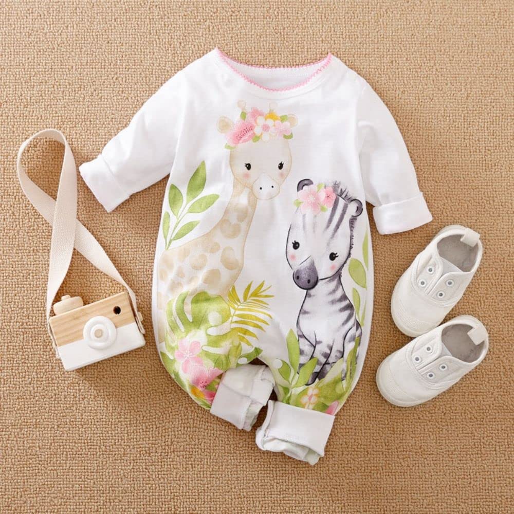 Aoswep - All Over Star with Elephant Printed Jumpsuit Baby girl bodysuit (6-9 Months)