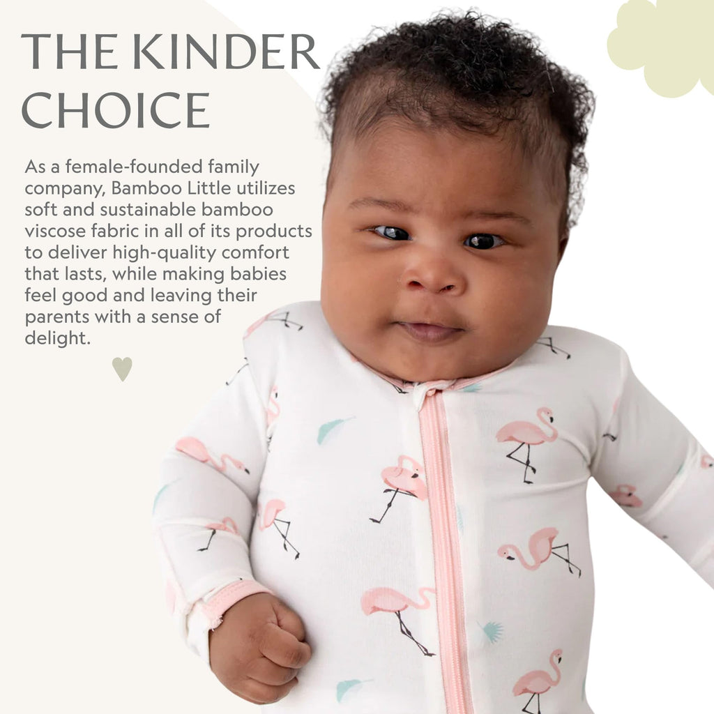 Bamboo Little Soft Baby Footie Pajamas, Baby Clothes, Newborn Sleepers, 95% Viscose and 5% Spandex, Flamingo, 0-3 Months