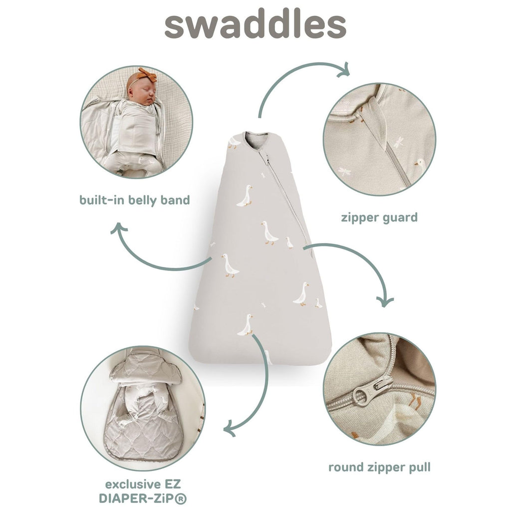 GUNAMUNA Swaddle Sleep Sack for Babies Infants and Toddlers, Easy Diaper Changes, 1.0 TOG, 0-3 Months, Goose