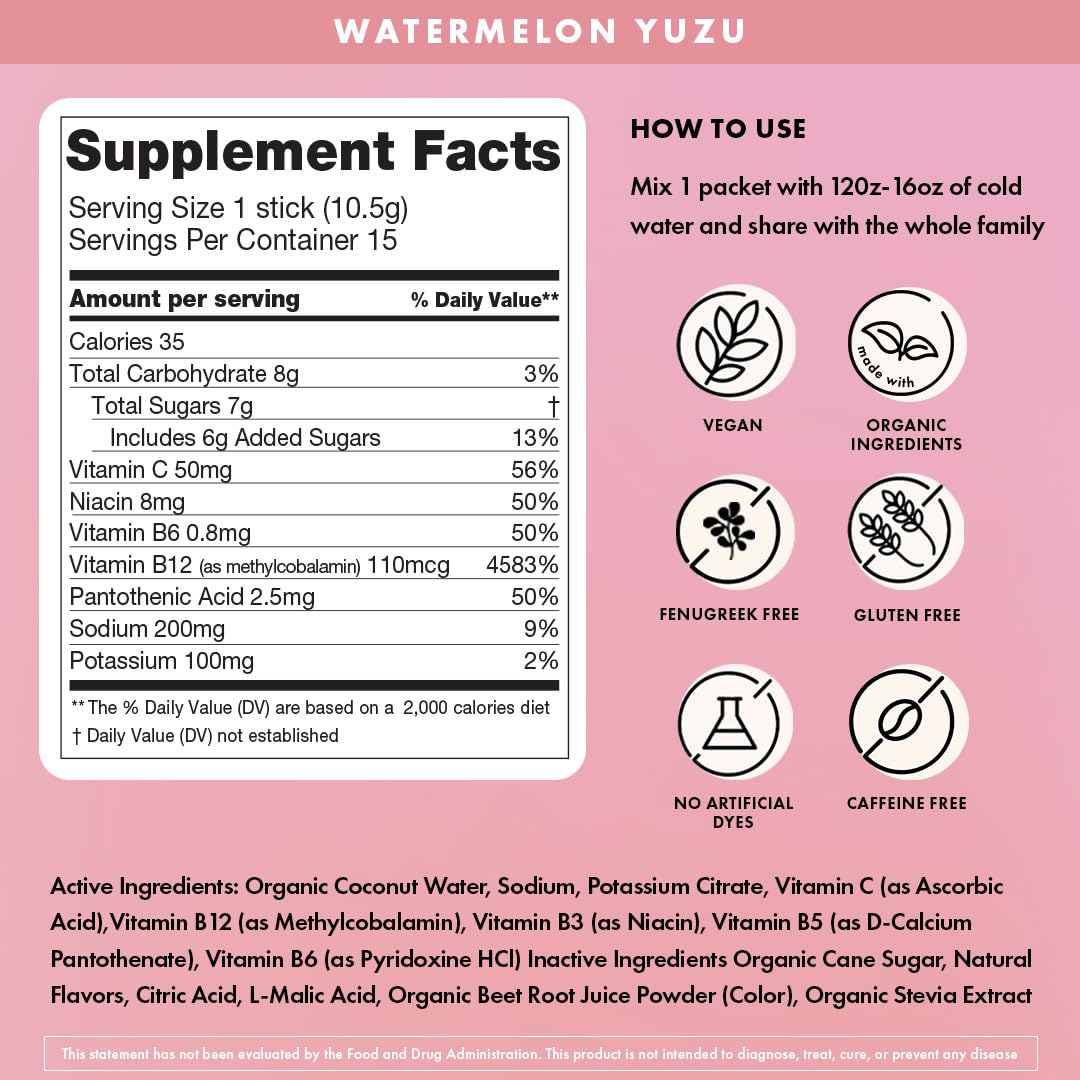 Boobie Hydromom Electrolyte Mix Hydration Boost - Watermelon Yuzu - 15 Ct