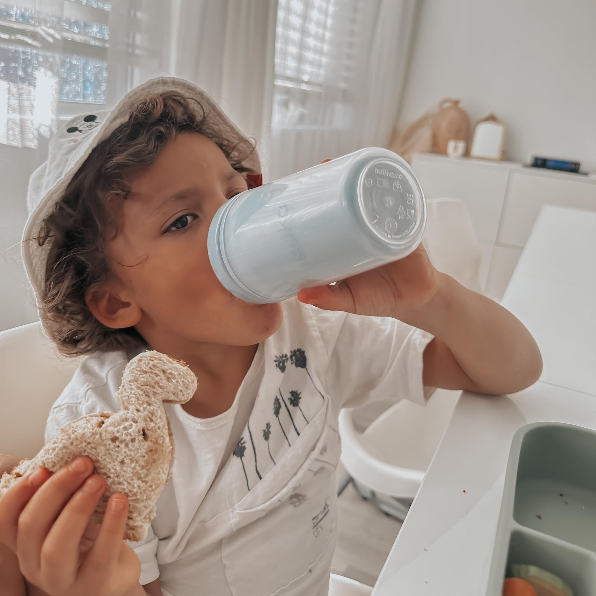 nouka Insulated Non-Spill Sippy Cup | Leak Proof and Easy Grip | Keeps Drinks Hot or Cold | Moss