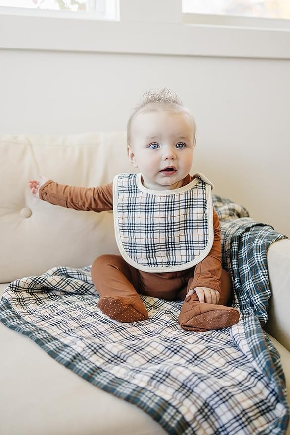 Mebie Baby Muslin Cotton Bib, 3 pack, Baby Bib Set for Burp, Spit Up, Drool, Bandana Bibs for Baby Boy or Baby Girl