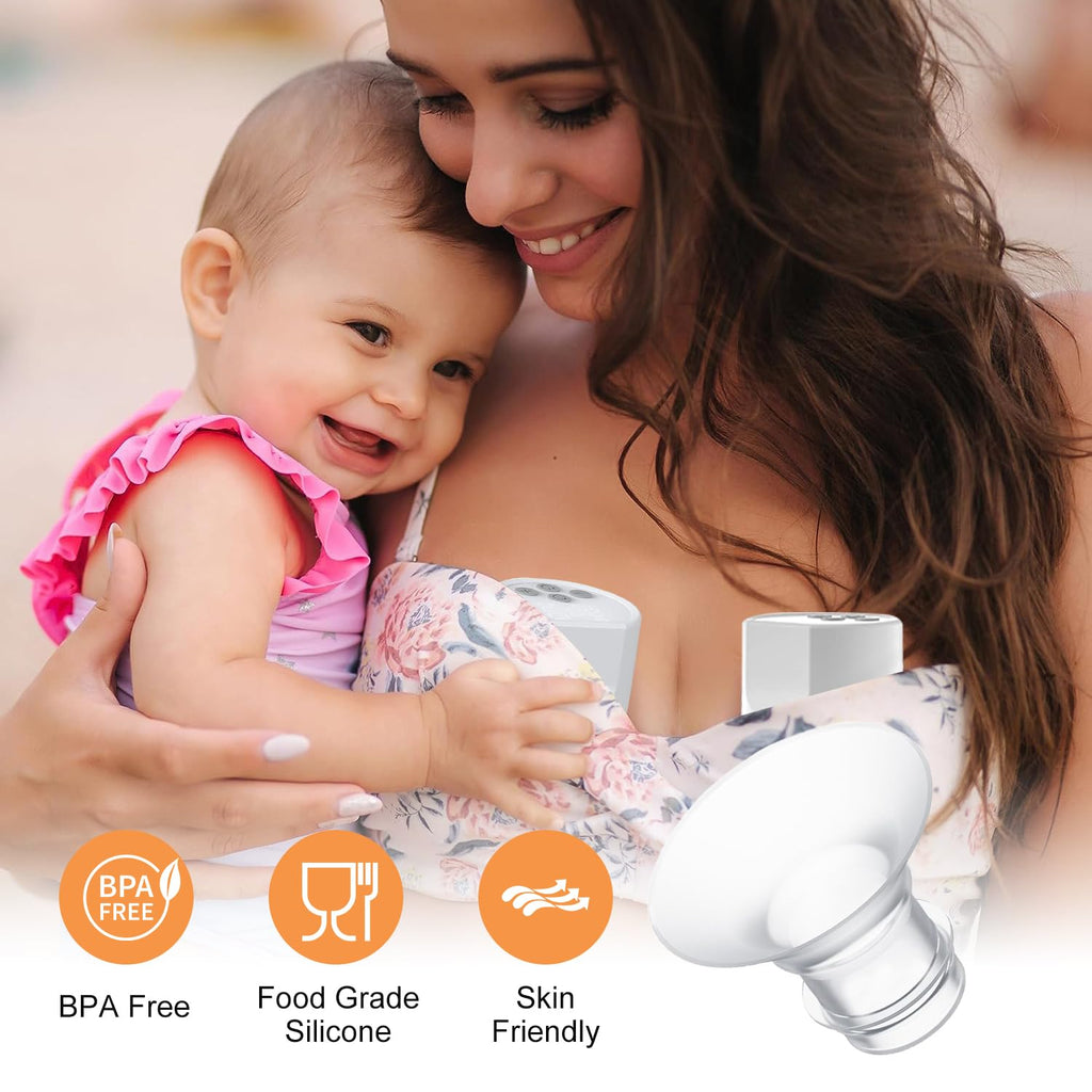 Flange Insert 15/17mm 8PCS Compatible with 24mm Flange/Shield of Most Pumps,Suitable for Momcozy/Medela/Spectra/TSRETE/Paruu Wearable Breast Pump,Reduce 24mm Tunnel Down to Correct Size,4pc/Size