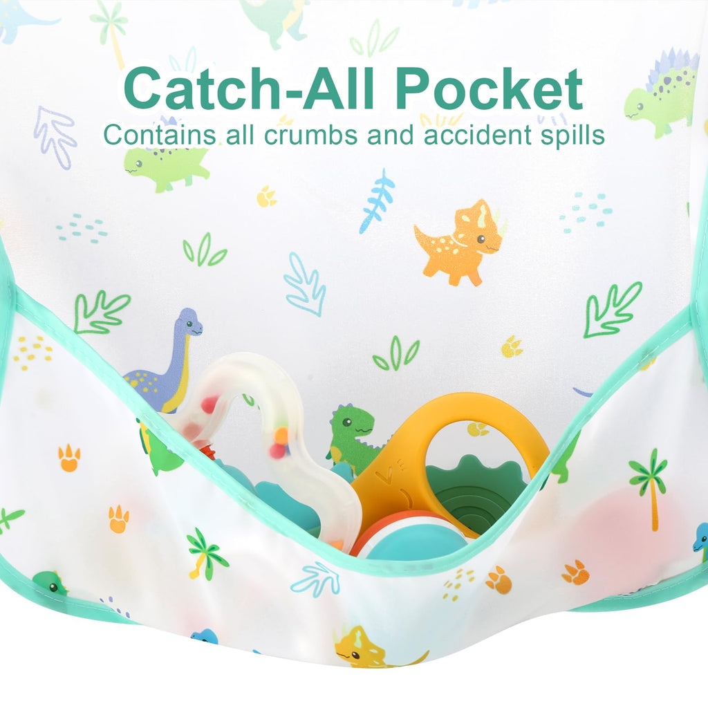 Accmor 5 Pack Long Sleeve Bibs, Baby Smock Waterproof Sleeved Bib Smock for Baby Toddler 24-36 Months