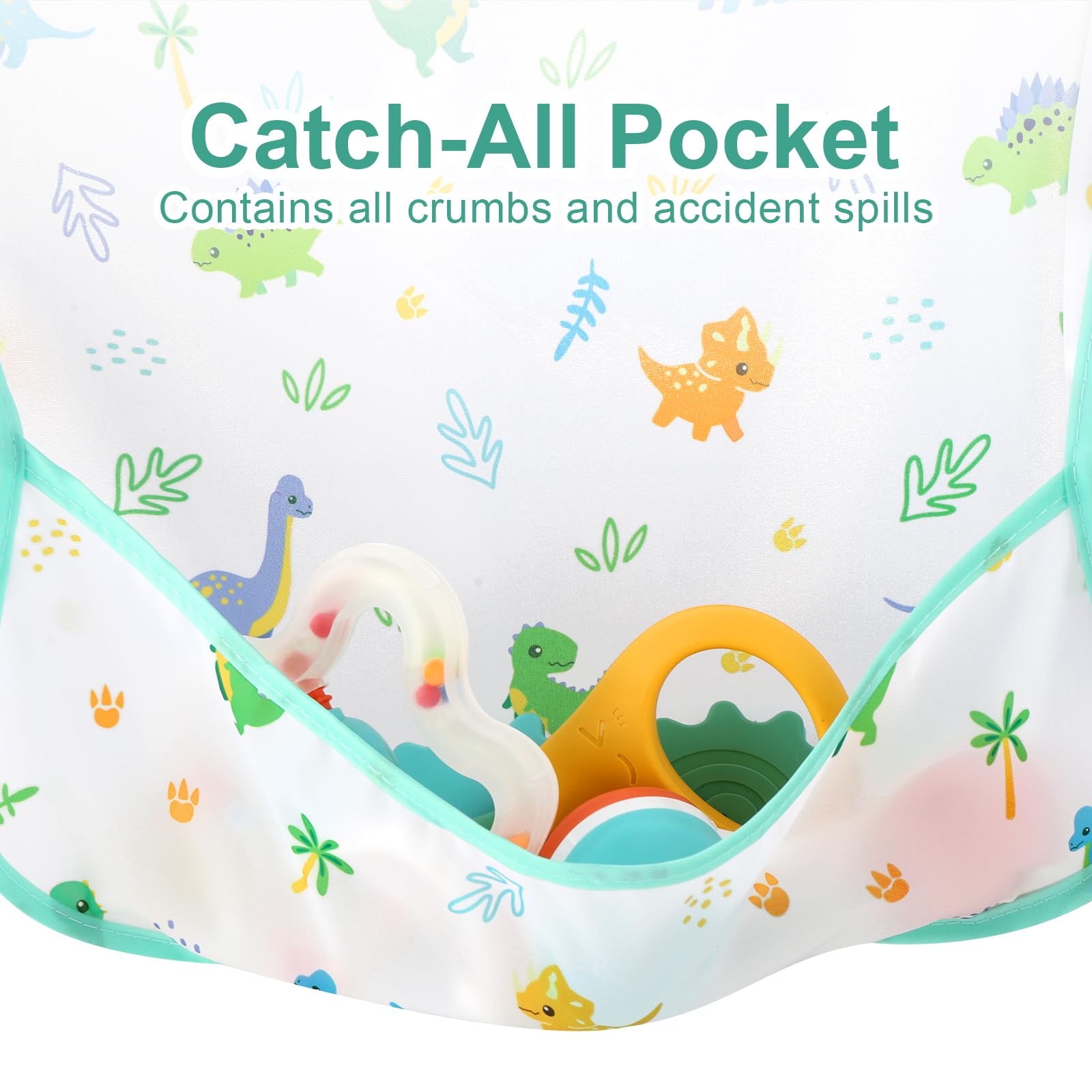 Accmor 5 Pack Long Sleeve Bibs, Baby Smock Waterproof Sleeved Bib Smock for Baby Toddler 24-36 Months