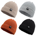 JANGANNSA Simple Knitted Baby Beanie Hip-Hop Boys Winter Hat Toddler Kids Bonnet for Girl 0-5Y (Black+Beige+LightGray+Caramel, L)