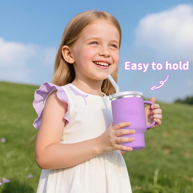Bella's Friends Handy Mini Tumbler – Adorable 9 oz Sippy Cup for Toddlers 1-3 years old, Flexible Straw, Stainless Interior & Silicone Body, Leak‑Proof, Dishwasher Safe, Ideal for Travel or At Home