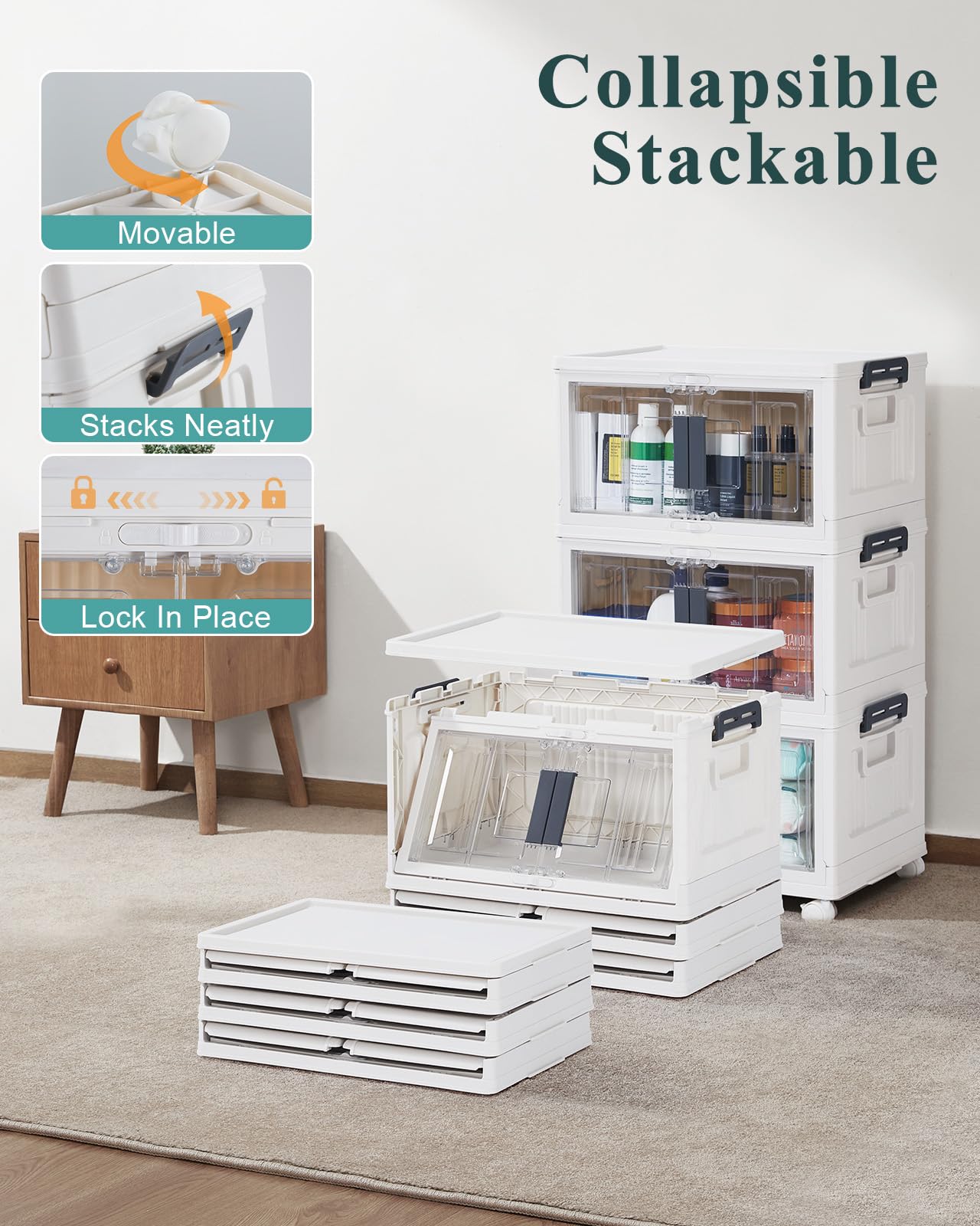 OlarHike 23QT Storage Bins with Lids for Closet, Office, Dorm, 3 Pack