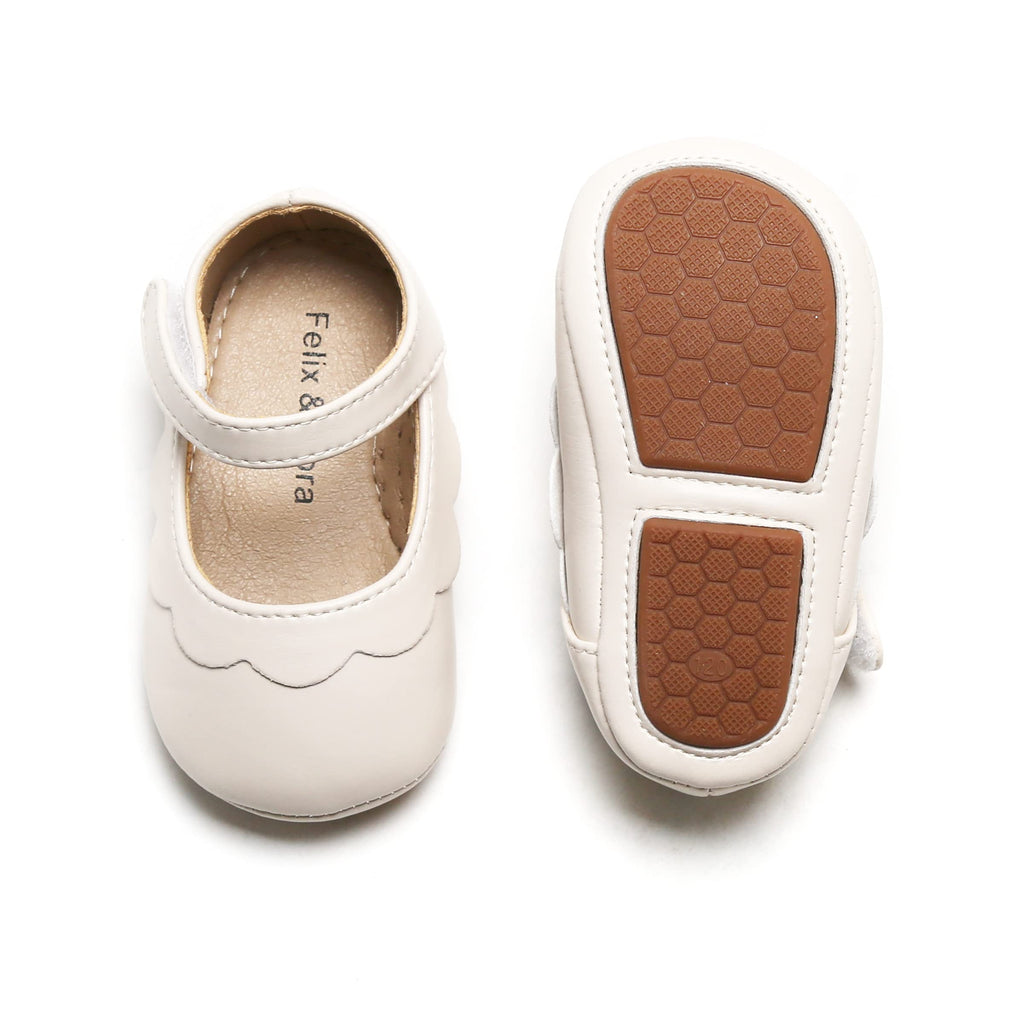 Felix & Flora Soft Sole Beige Baby Shoes - Infant Baby Walking Moccasinss Rubber Sole Crib Shoes(Beige,18-24 Months)