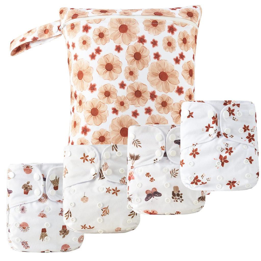 HappyFlute 9 Sets Newborn Baby Cloth Pocket Diapers Adjustable Reusable