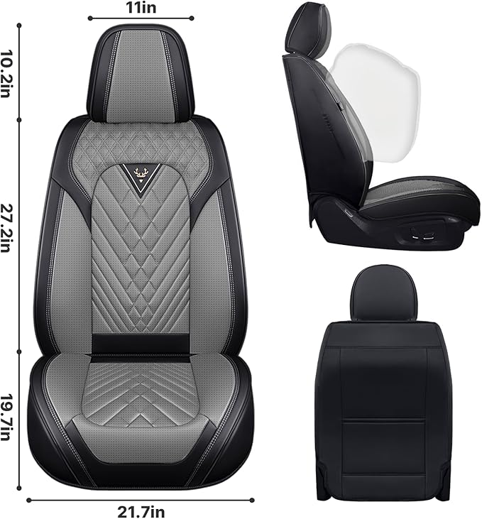 Seat Covers,Car Seat Covers Full Set,Car Seat Cover, Car Seat Covers Front Back Seat Cover,Waterproof Car Seat Cushion,Leather Seat Cover Seat Protector Universal Fit Most Car（5 Seat,Gary&Black）