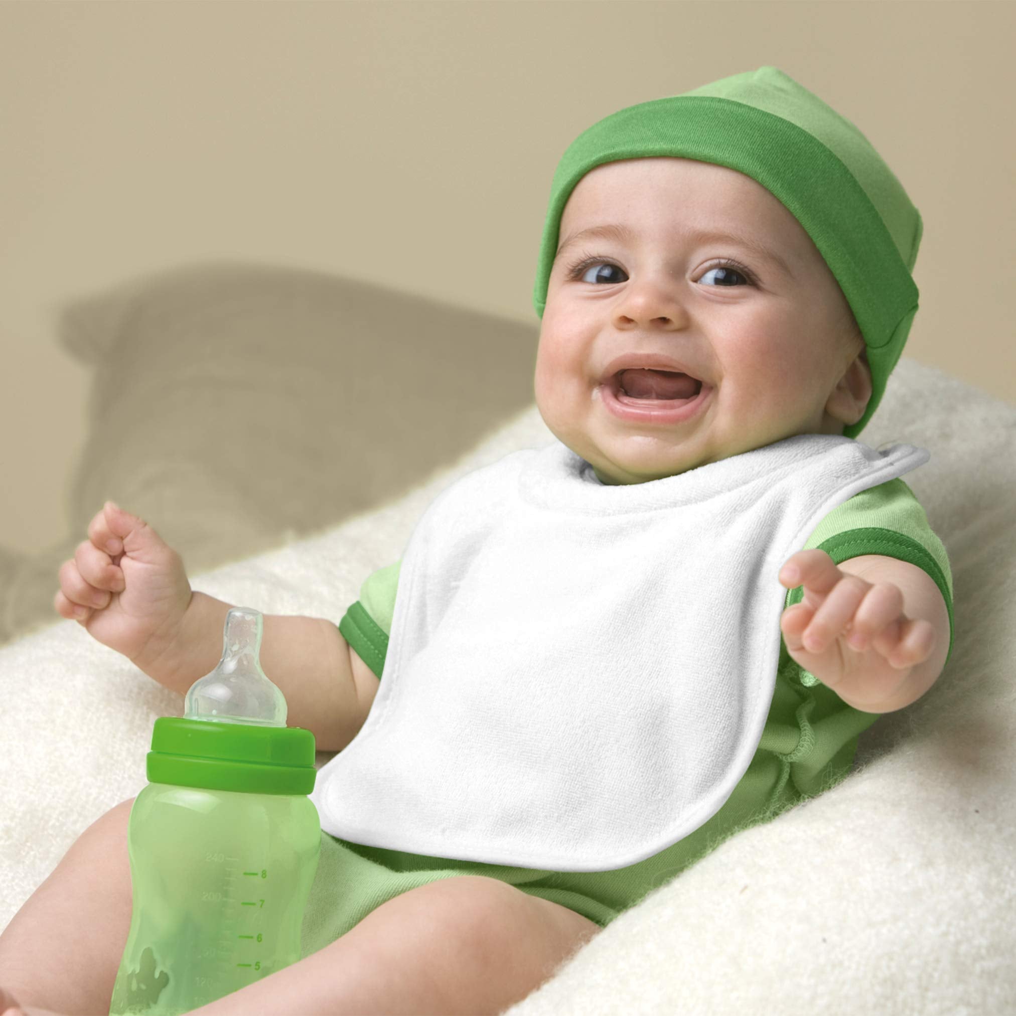 green sprouts Stay-dry Milk Catcher Bibs (3 Pack) | Collar absorbs milk to prevent rashes | Waterproof inner layer, Absorbent terry cotton, Machine washable
