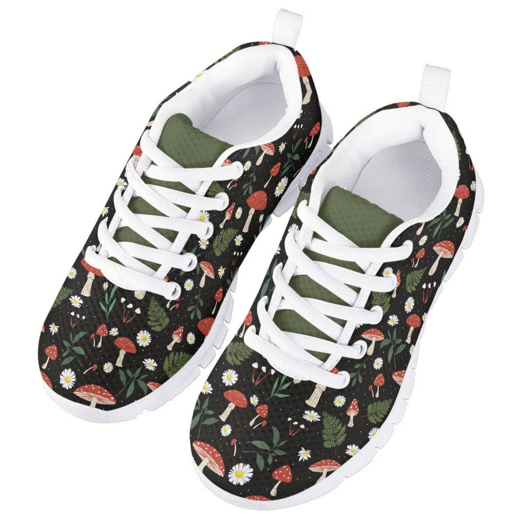 MARSVOVO Girl Running Shoes Flexible Breathable Athletic Lightweight Slip On Girl Sneakers Comfortable Casual Resistant Lace-up Pre Walking Shoes for Boy Girl Mushroom Design Size 12 US