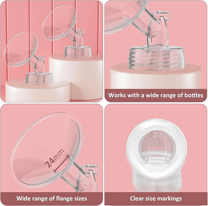 21mm Flanges Compatible with Spectra S2 S1 9 Plus Synergy Gold Breastpump, Not Original Spectra Replacement Pump Parts, Wide Mouth Flange Accessories for Elastic Nipples Work with Backflow Protector