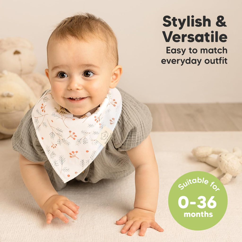 KeaBabies 8pk Organic Baby Bandana Bibs for Drooling and Teething (Bloom)