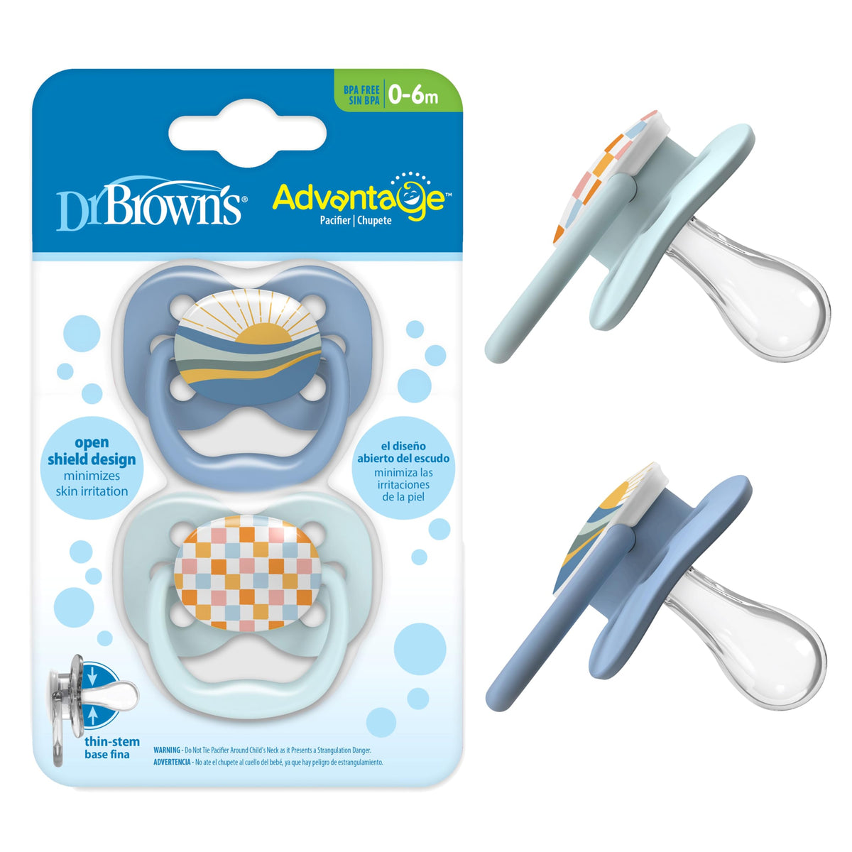 Dr. Brown's Advantage Glow-in-the-Dark Pacifier, 0-6m, 2-Pack