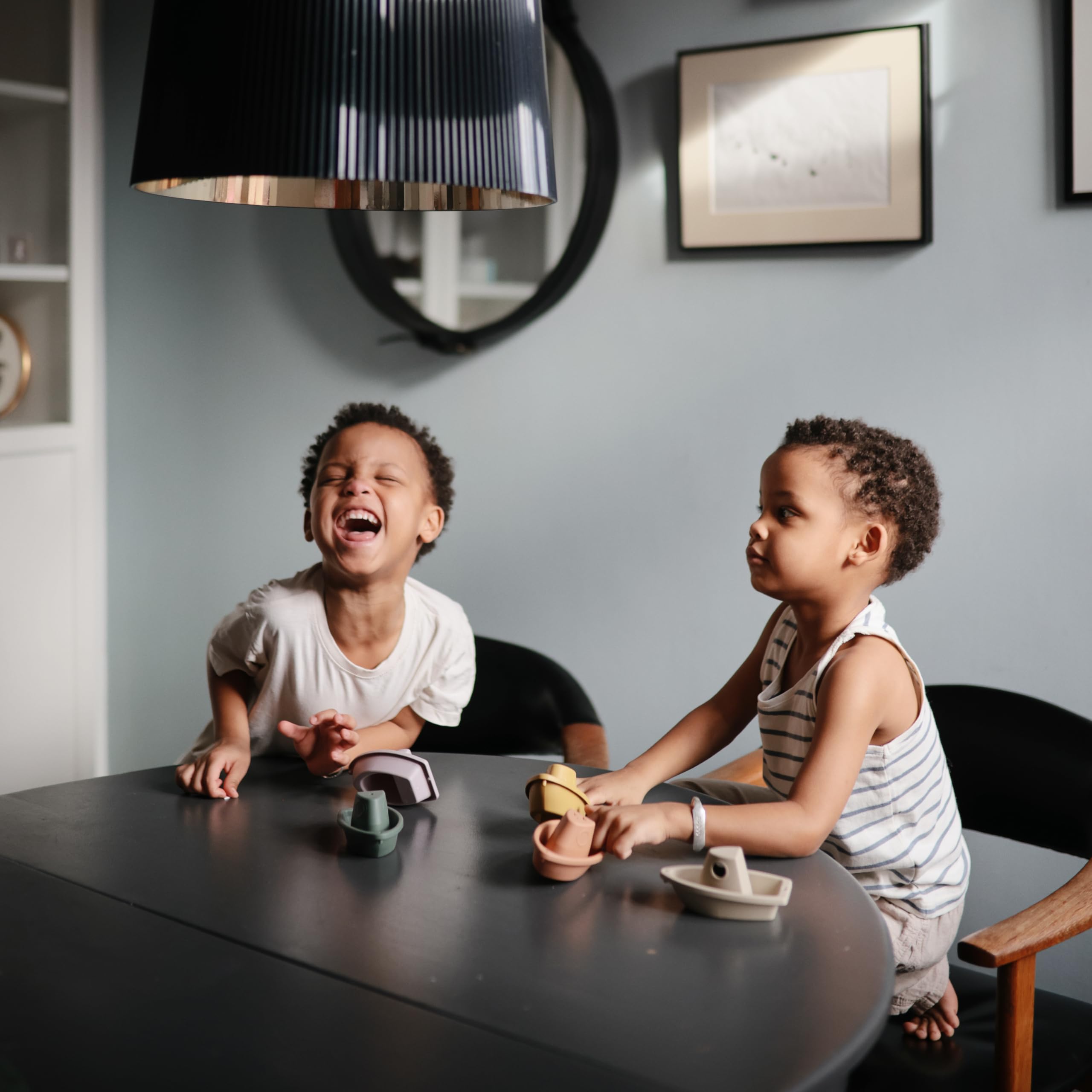 mushie Stackable Bath Boats Floating Toy (Rustic) | Made in Denmark