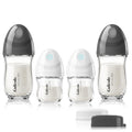Gulicola Natural Glass Baby Bottles Set 4 Pack, Newborn Boy Breastfeeding Bottles with Slow Flow Nipples, 0 Months+, 3 oz & 5 oz - Black/White