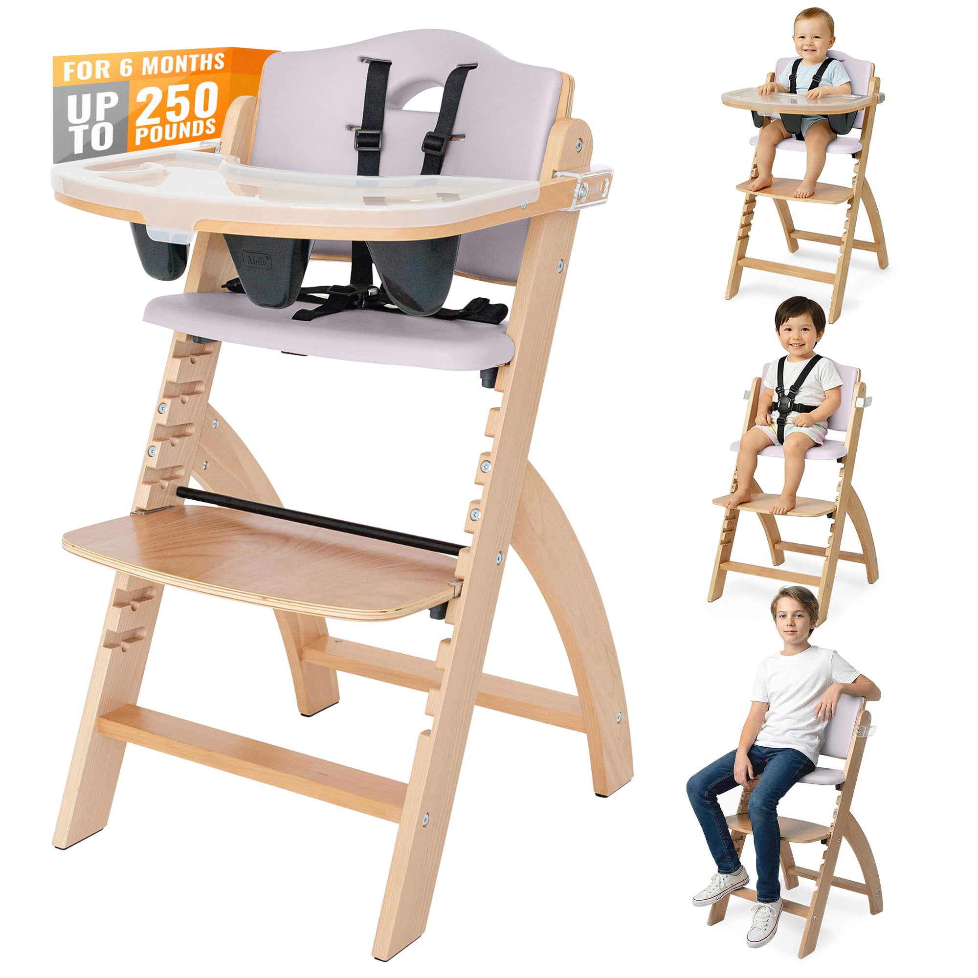 Abiie Beyond Junior Convertible Wooden High Chair with Removable Tray